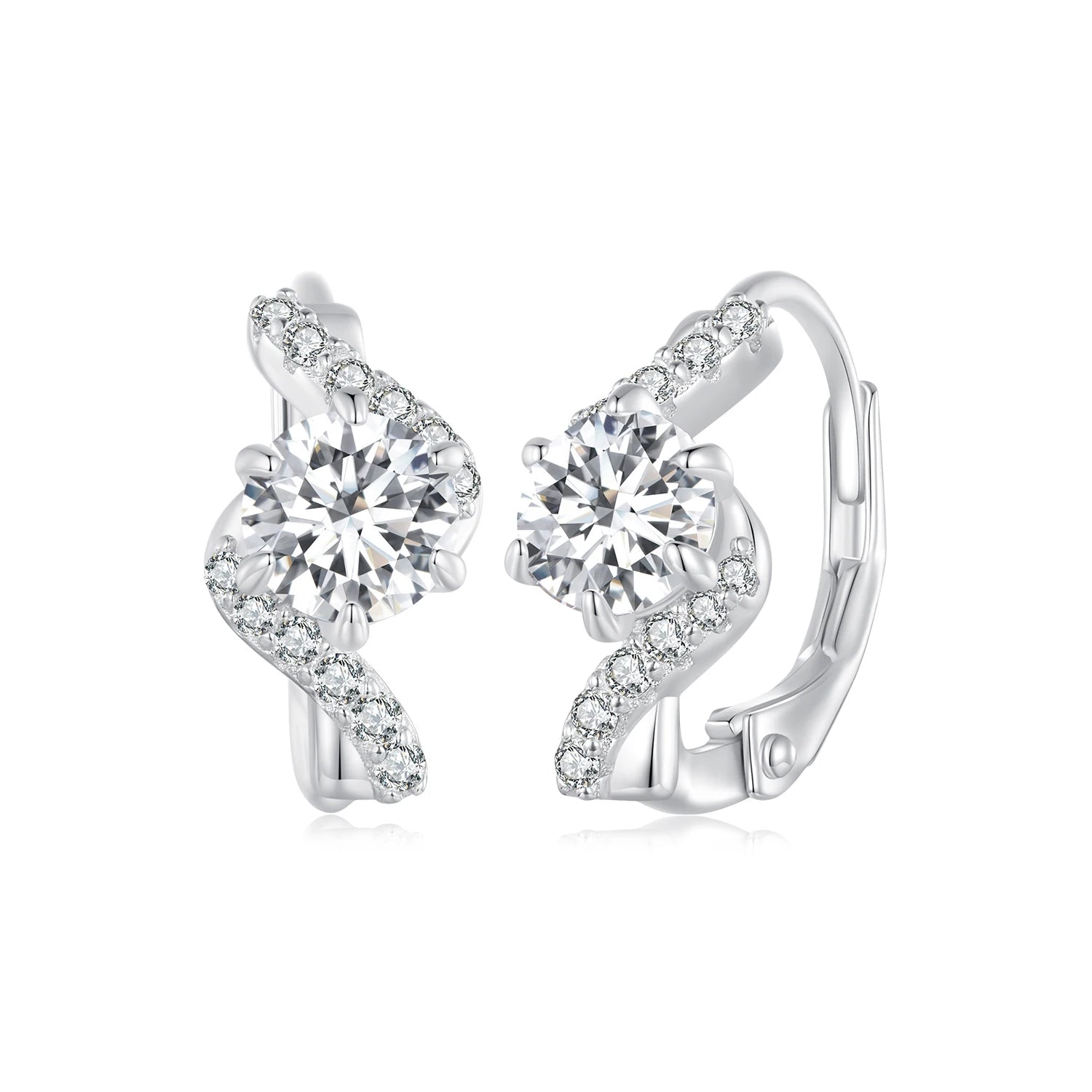Elegant 925 Sterling Silver Moissanite Earrings Factory Wholesale 50 Points Wavy Design for Women