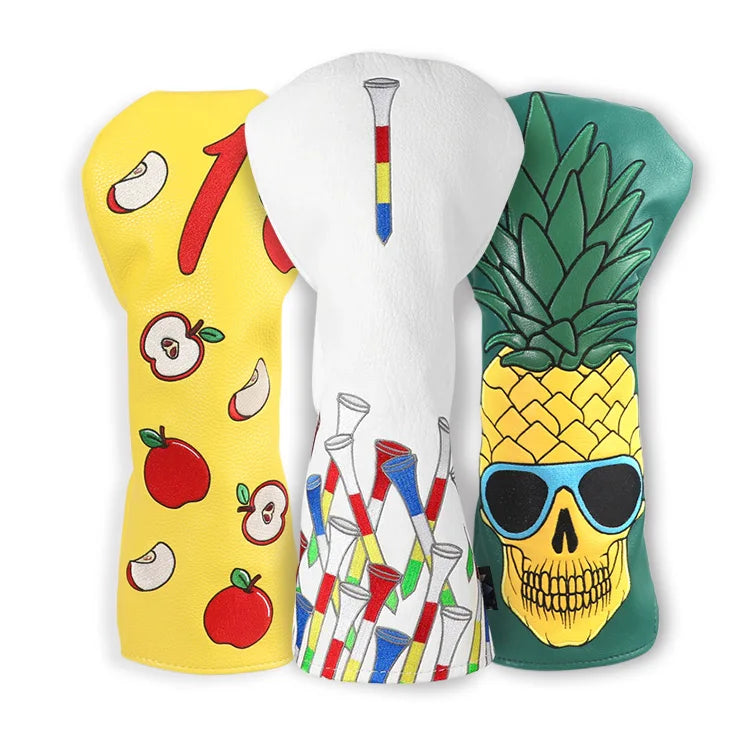 In Stock High Quality Golf Accessories PU Leather Fruit Apple Pineapple Golf Headcover Club Headcover Driver Golf Head Cover