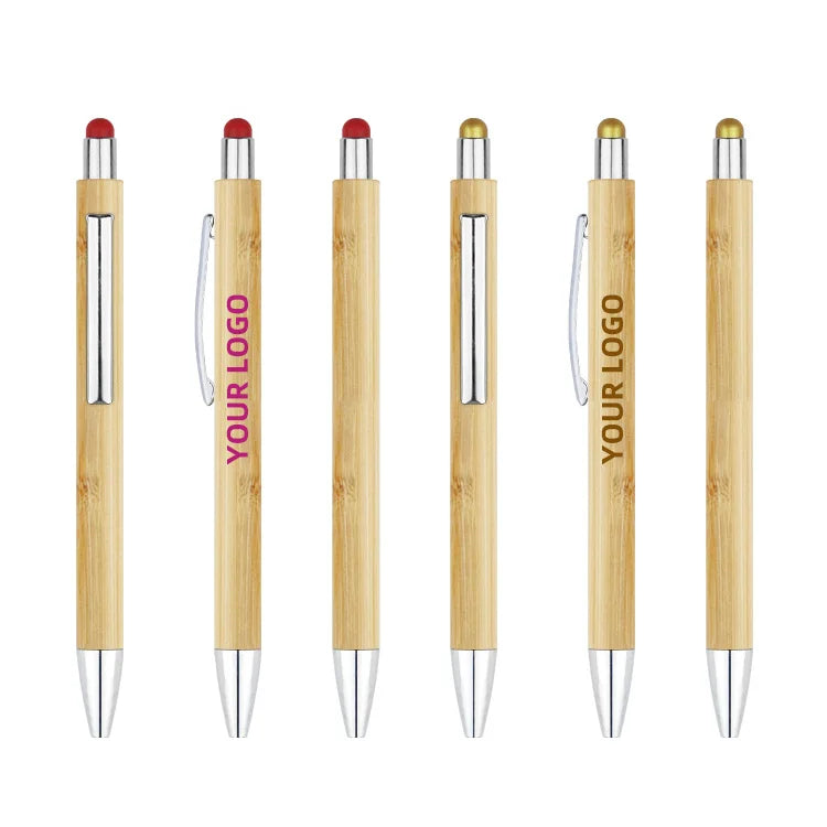 Custom Eco-Friendly Bamboo for Pen 1.0mm Gel Ballpoint Novelty Plastic Body Engraved Logo Natural Promotional Writing Black