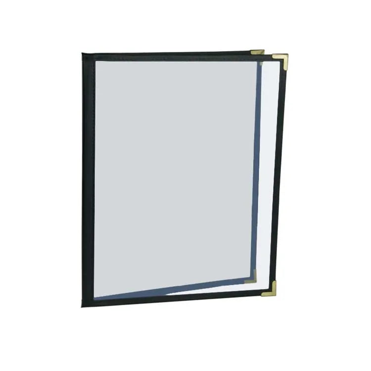 Menu-Covers 8.5 X 11 Inch Restaurant - 2 Pack Menu Holder 2 Page 4 Views Premium Faux Leather Transparent for Cafe Book Folde
