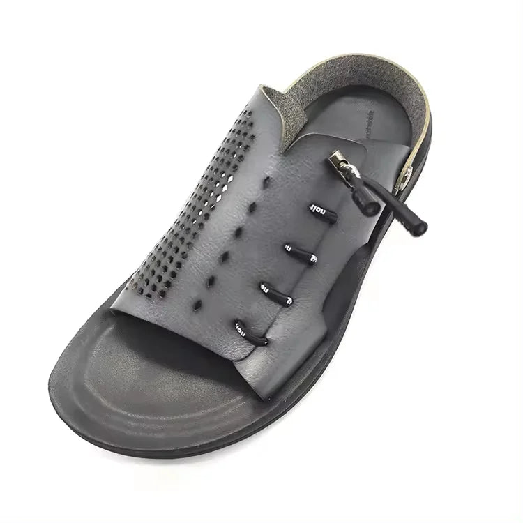 Men's Platform Waterproof Outdoor Leather Summer Sandals Rubber Soft Sole Anti-slip