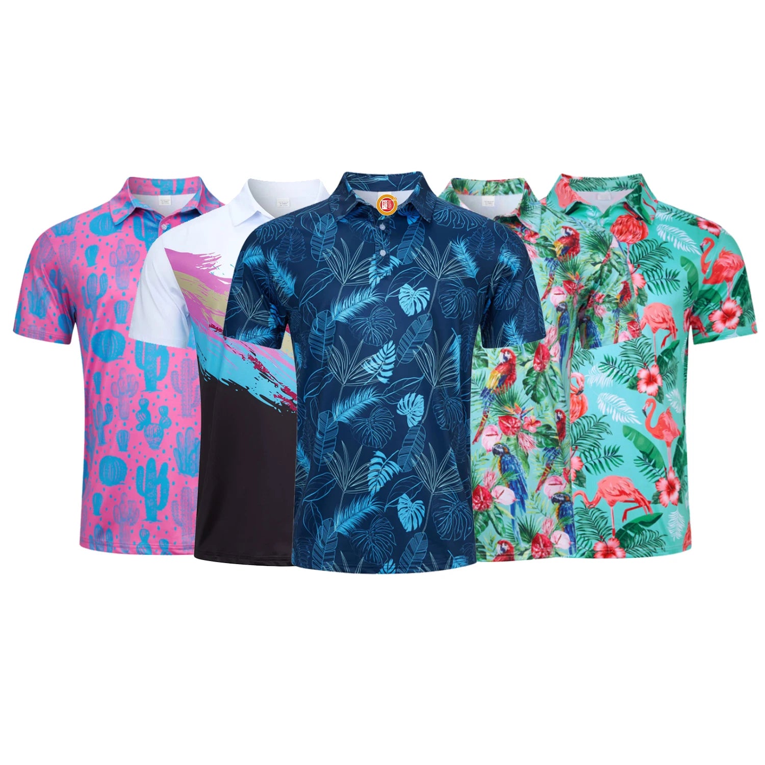 Custom Logo All Over Quick Dry Digital Printing Knitted Oversized Funny Soft Active Golf for Shirt for Men