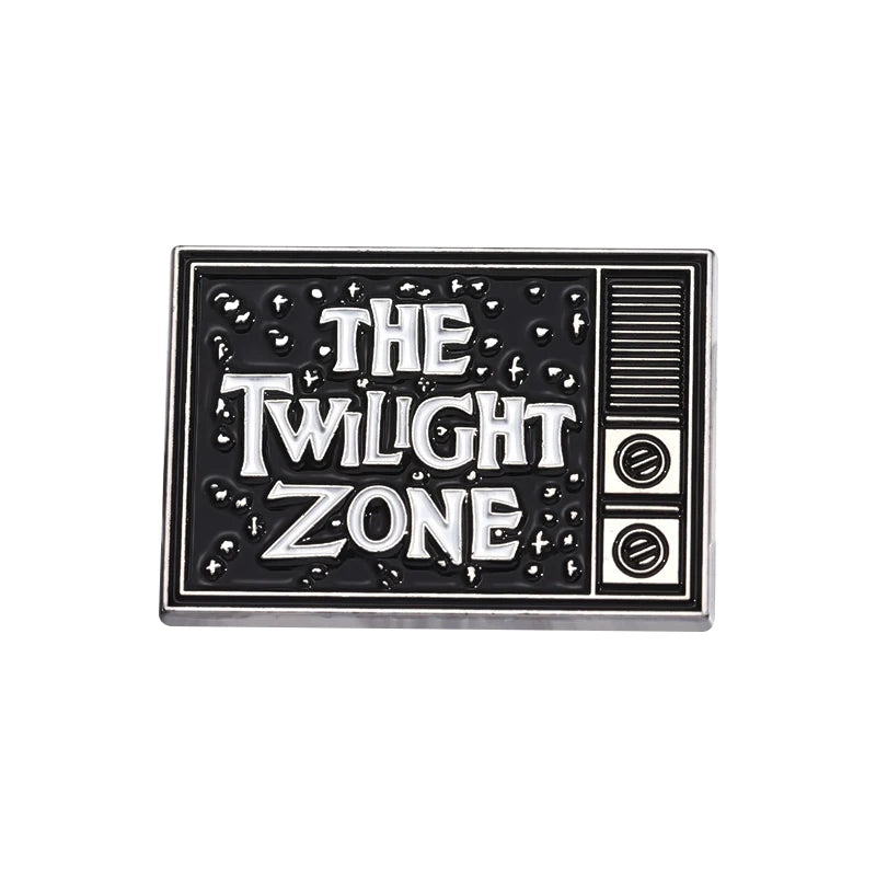 Cartoon Black and White TV the Twilight Zone Enamel Brooch Text Alloy Backpack Badge Clothing Accessories Gift Jewelry