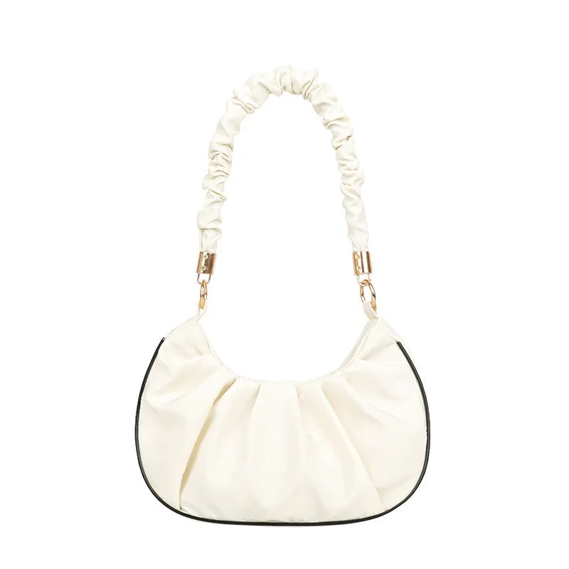 Women High Quality Waterproof Cloud Designer Underarm Tote Bag with Wrinkled Handle Cute Small Size Large Storage Space Porta