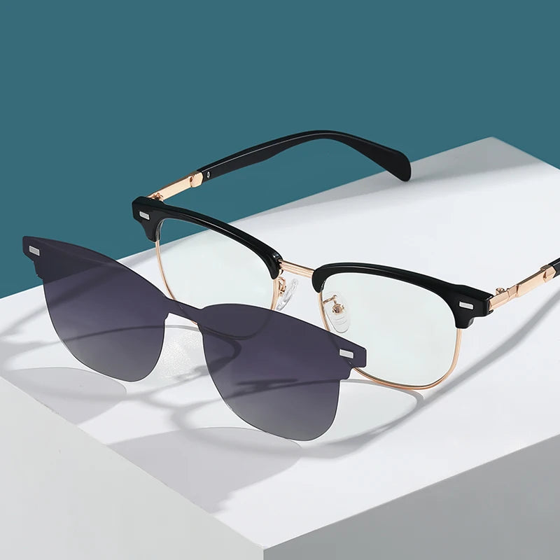 Magnetic Clip on Sunglasses Unisex TAC Polarized Anti Glare Sun Shades Eyeglasses Frame Sun Glasses