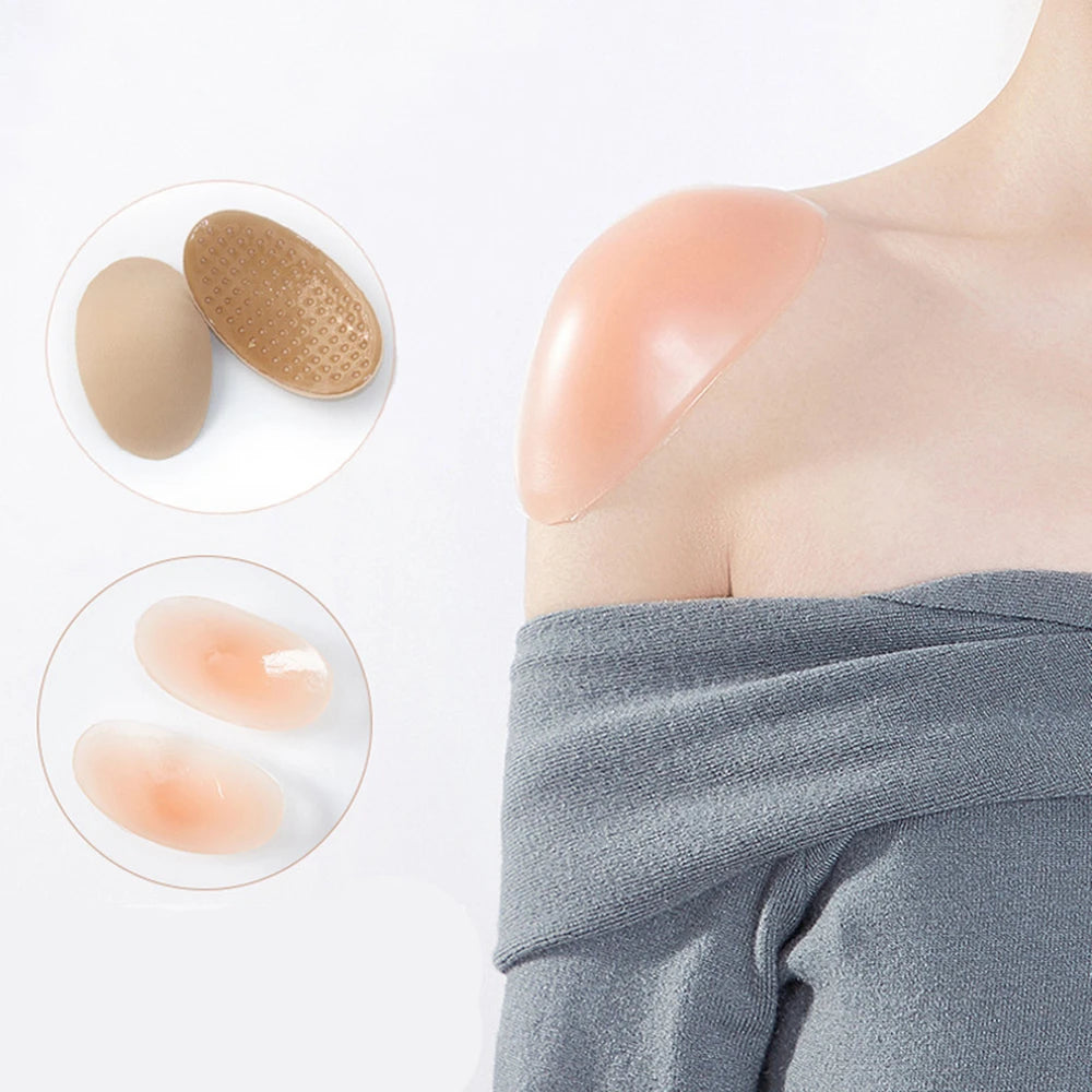Soft Silicone Shoulder Anti Slip Padded Shoulder Pad for Woman Shoulder Enhancer Reusable Self-Adhesive Clothing Decoration 2