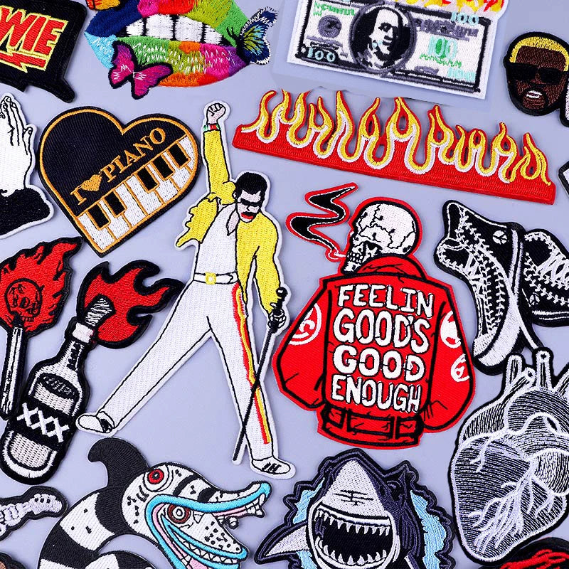 Factory Price Wholesale Rock Band Embroidered Custom Patches Punk Skull Clothing Hippie Iron on Patches for Clothes Badges