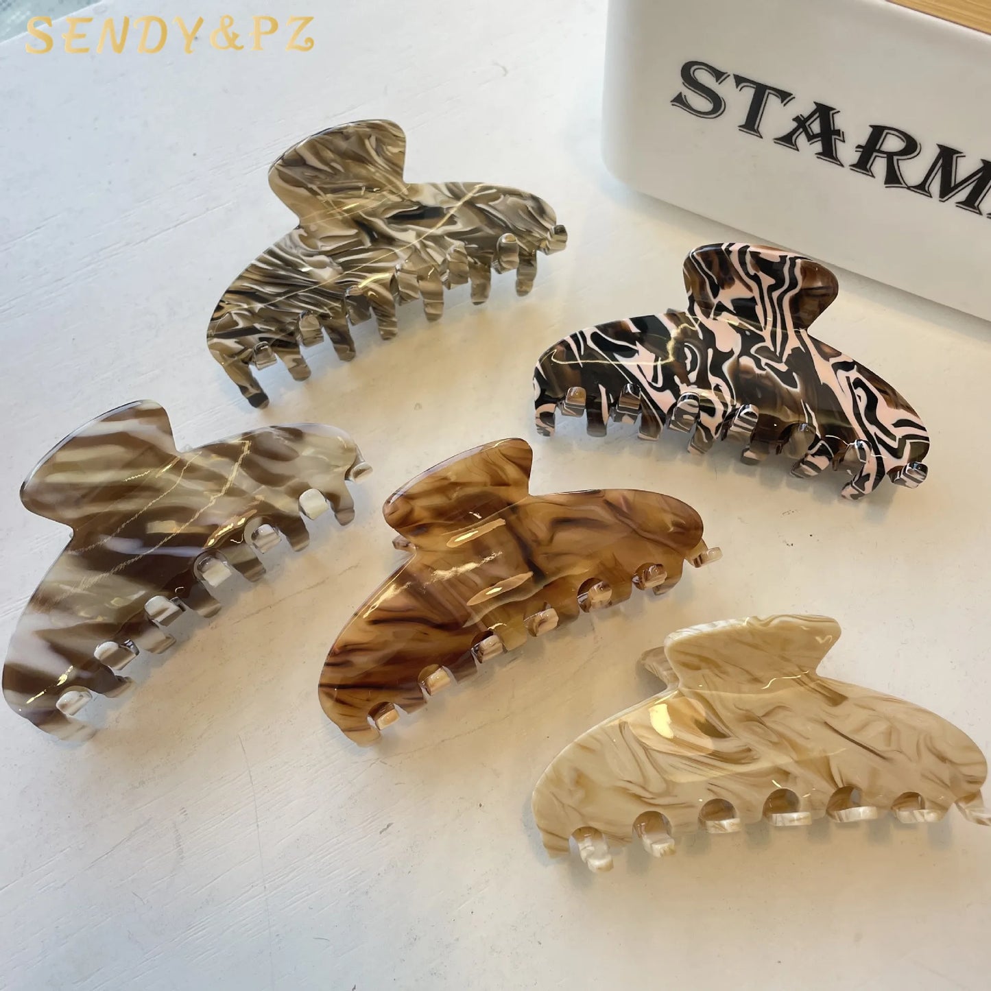 Customizable 10.5cm Large Biodegradable Acetate Hair Claws Popular Color Women's Latest Hair Clamps Accessory