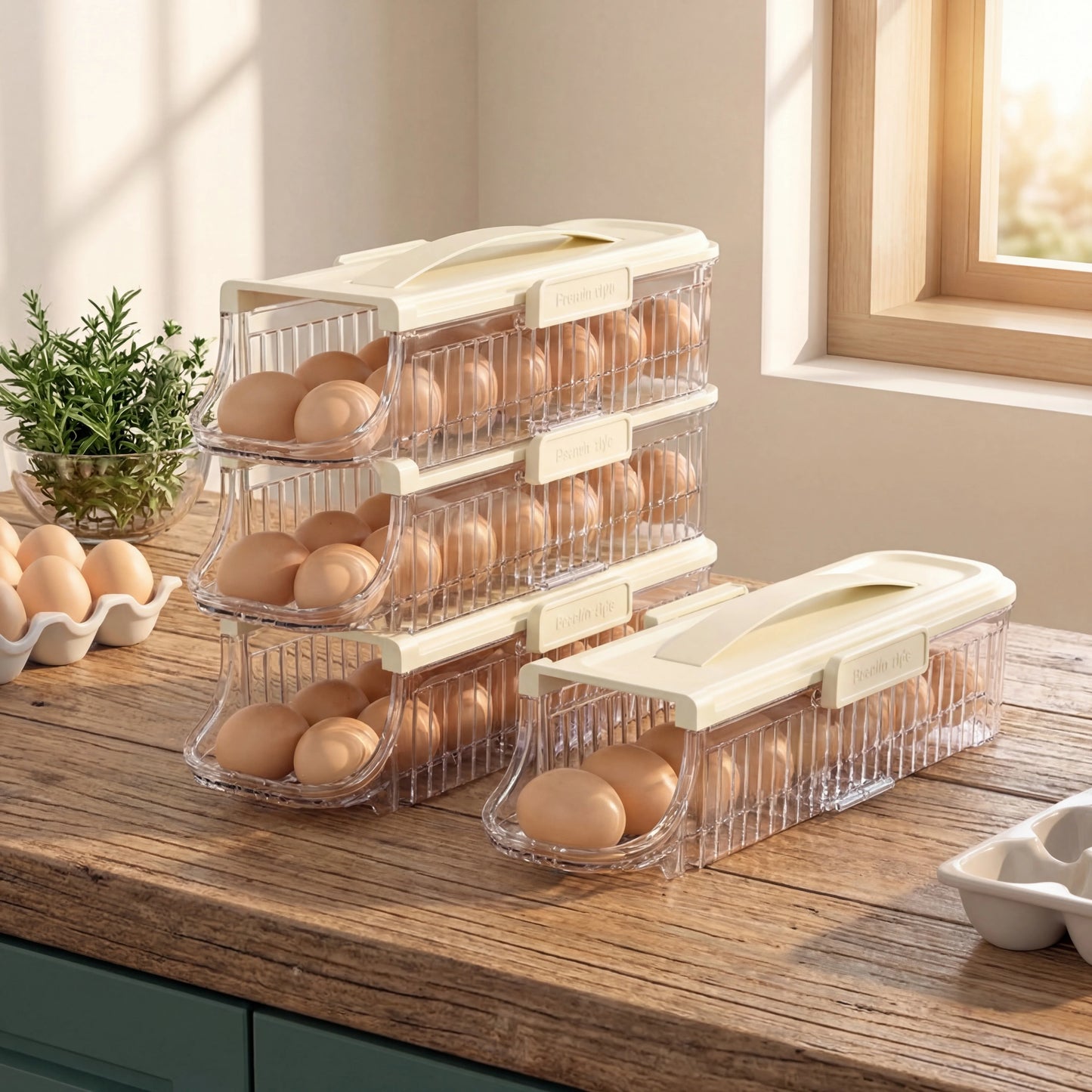 1 Layer 2Layer 3 Layer Food Grade Material Plastic Egg Drawer Food Storage  Fresh Keeping Box Egg Holder for Refrigerator