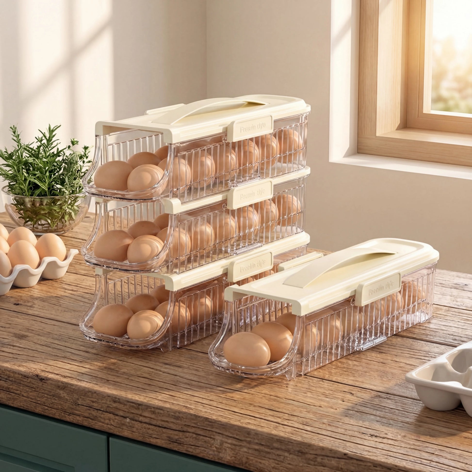 1 Layer 2Layer 3 Layer Food Grade Material Plastic Egg Drawer Food Storage  Fresh Keeping Box Egg Holder for Refrigerator