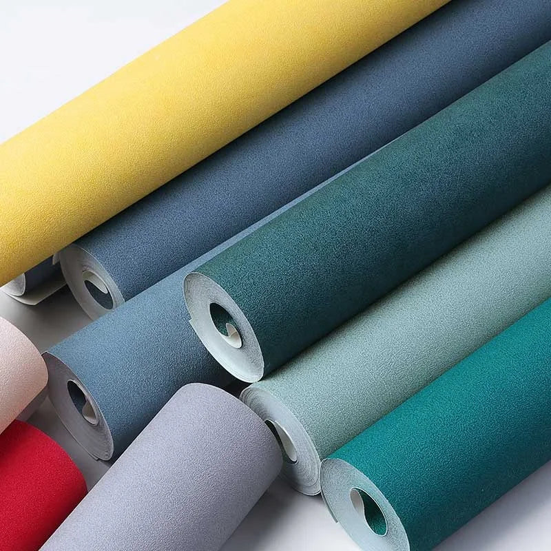 2024 House Decoration Interior Modern Cement Diatom Peacock Blue Grey PVC Rolls for Bedroom Decor Removable Waterproof Wallpa