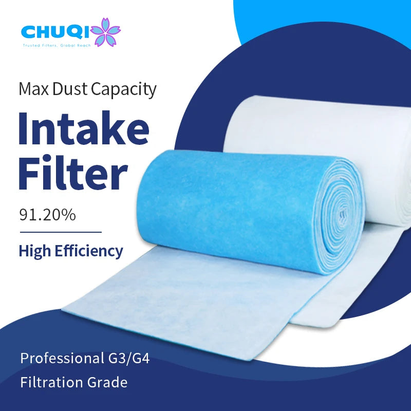 Polyester Synthetic Pre Filter Media Roll Blue White G2 G3 G4 Flame Retardant Exhaust Intake Filter Media for Paint Spray Boo