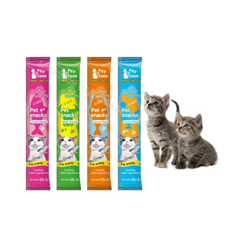 Factory Wholesale 15g Delicious Cat Snacks Tuna Chicken Salmon Beef Nutritious Cat Food Wet Treats Snacks