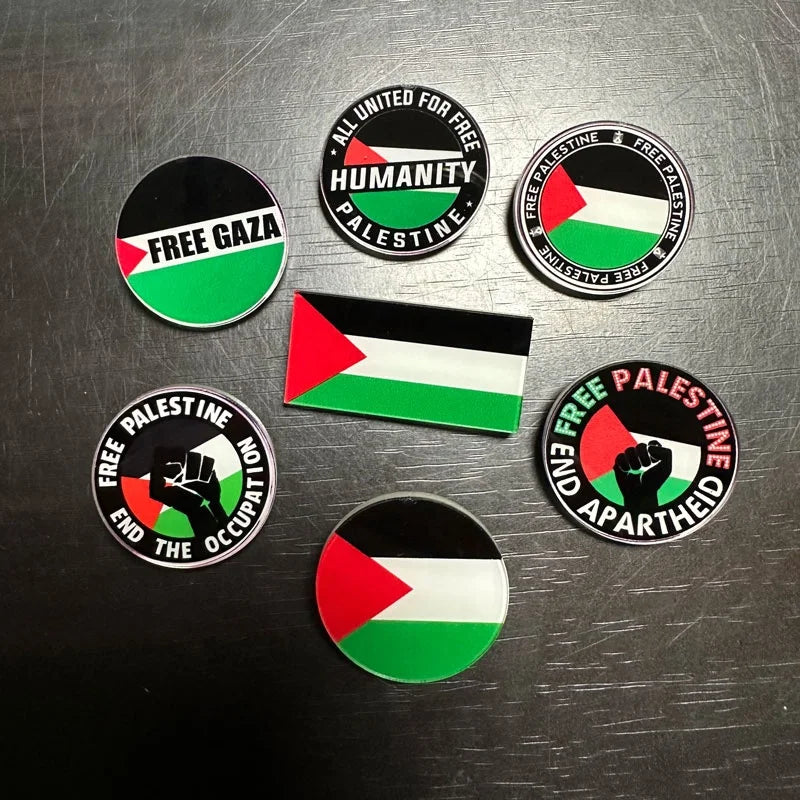 Customizable Palestinian Flag Insignia Plastic Acrylic Brooch Pin Badge with Safety Pin Can Be Designed to Your Specific Requ