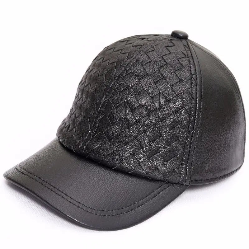 H551B Cowhide Leather Caps Outdoor Leisure Hats  Adjustable Visor Hats  Leather Hat Patches