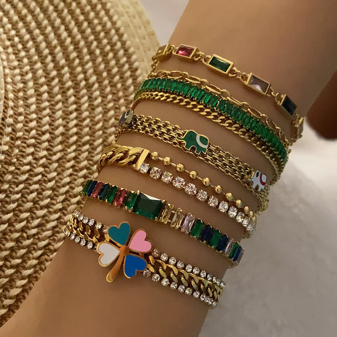 New Fashion Stainless Steel Light Luxury Zircon Bracelet Flower Stainless Steel Bracelet for Women
