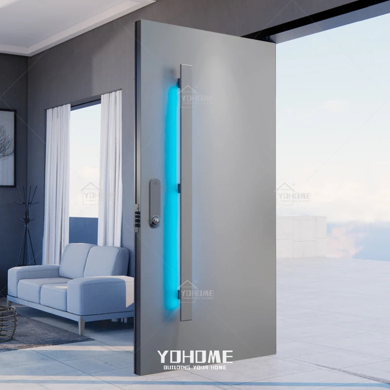 US Led Sensor Light Pivot Door Modern Long Handle for Pivot Door Exterior Large Size Big Handle Modern Front Entrance Steel D