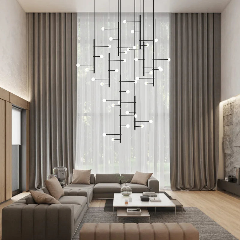 Large Stair Light Long Chandelier Apartment Living Room Jump Floor Nordic Modern Simple Creative Round Ball Pendant Light