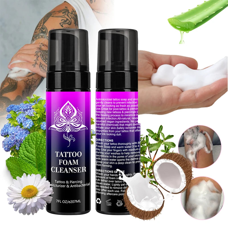 Custom Logo Tattoo Eyebrow Deep Cleansing Brightening Vegan Prevent Infection Scabs Exfoliating Aftercare Tattoo Foam Cleanse