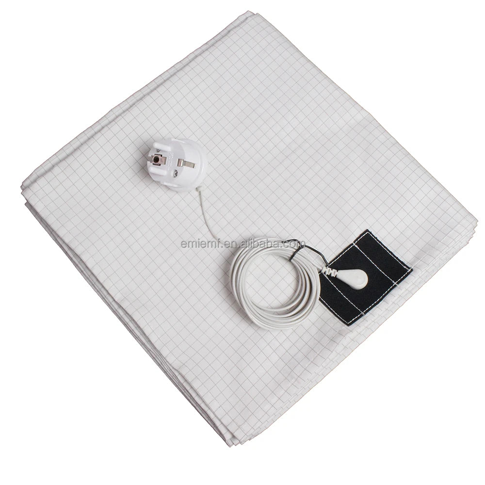 Organic Cotton Grounding Sheet 10% Silver Fiber Square Conductive Grounding Cord Good Sleep Natural Health Fitted Flat Sheets