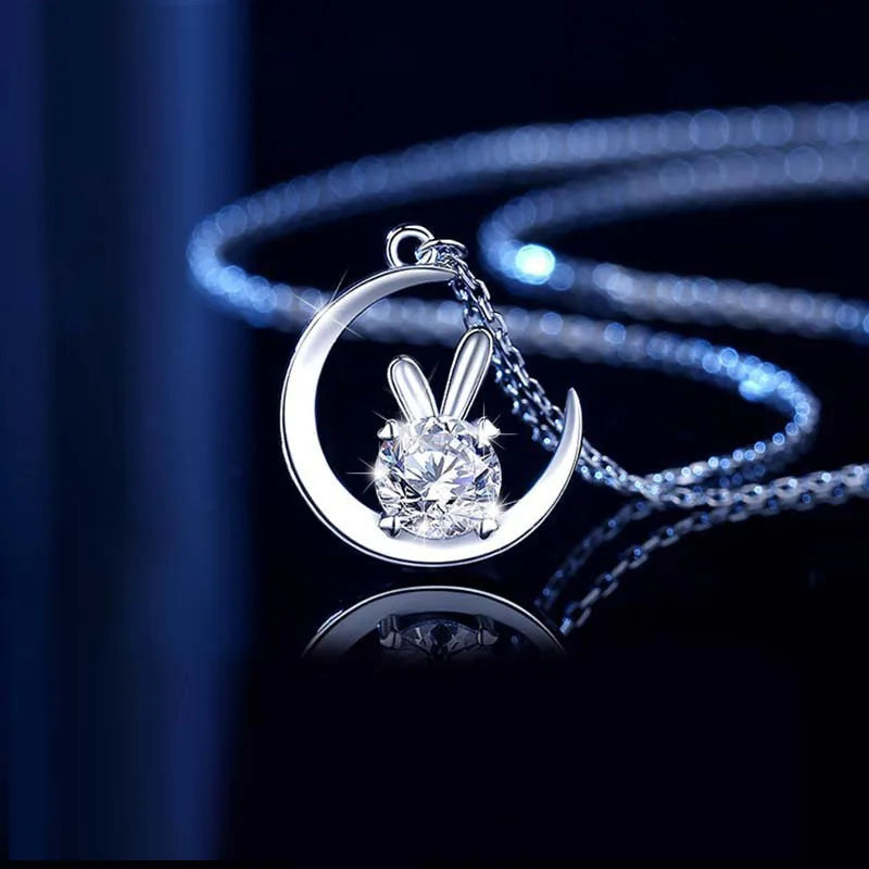 Aimgal 1ct D-VVS1-3EX Moissanite Diamond Bracelet Lucky Moon Rabbit Design S925 Sterling Silver Plated Pt950 for Gifts Partie