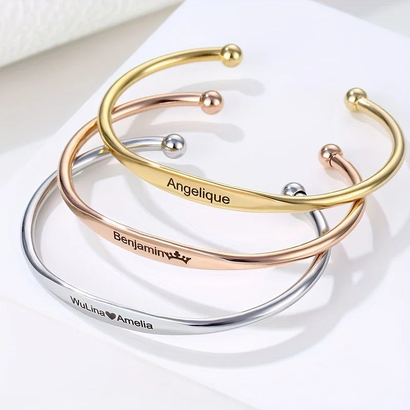Inspirational Jewelry Plain Metal Open Men Silver Blank Stainless Steel Bangle Custom Engraved Women Cuff Bracelet