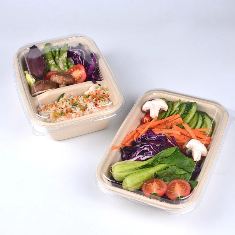 SenAng05 Factory Direct 750ml Eco Friendly Bagasse Compostable Biodegradable Disposable Takeaway Food Matt Lamination Embossi
