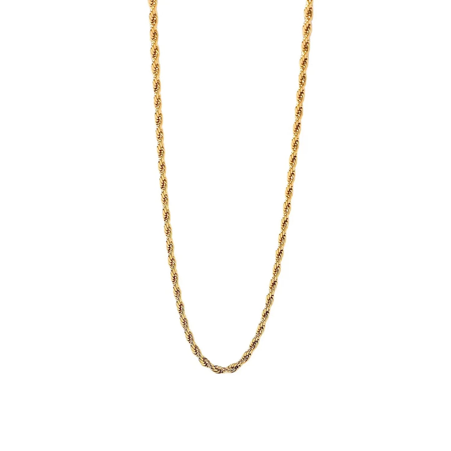 Fashion Simple Stainless Steel 18K Gold PVD Plated Jewelry 2mm 3mm Waterproof Long Twisted Rope Chain Necklace P243445