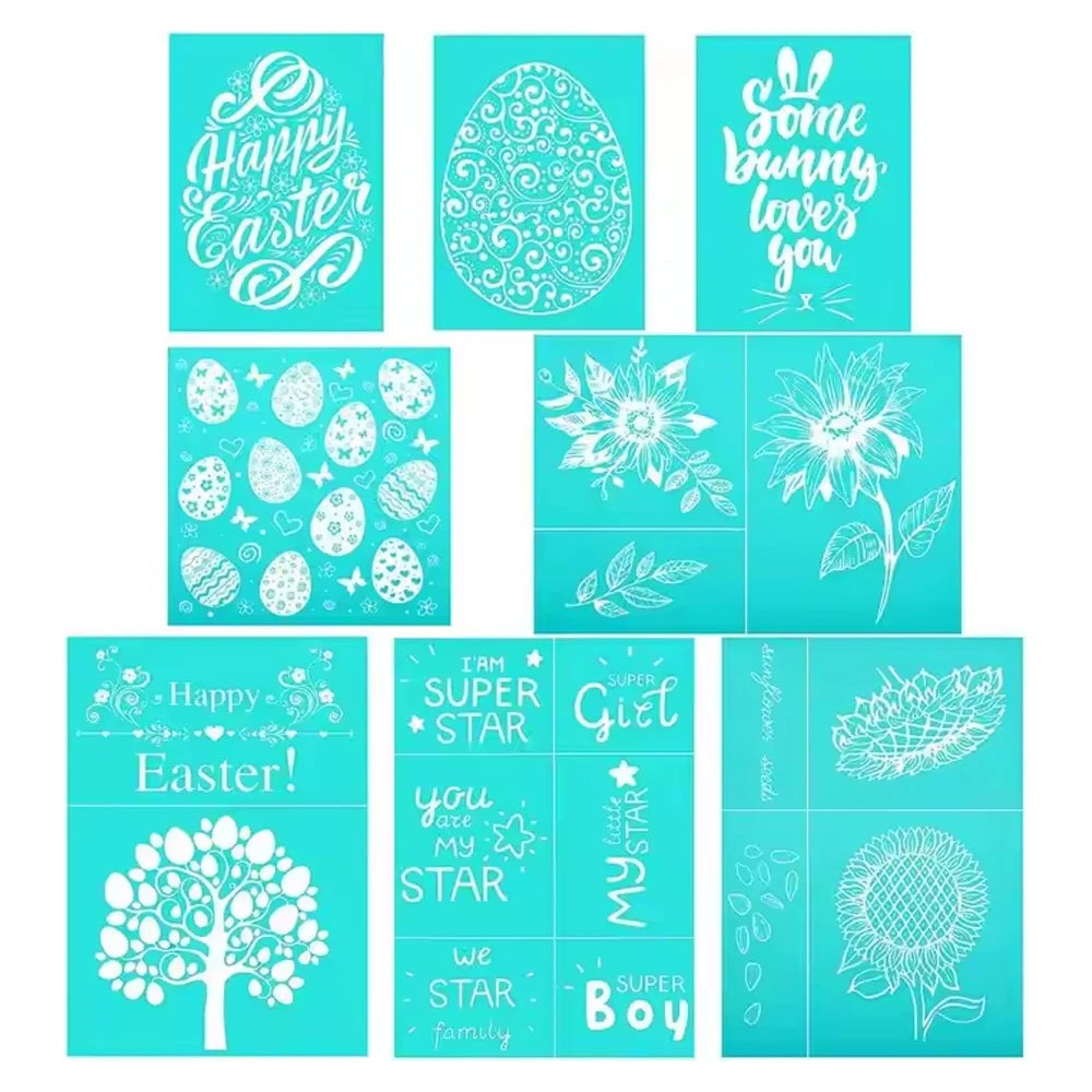 Easter Theme Adhesive Stencils Reusable Sign Stencils DIY Festival Painting on Wood Home Decor