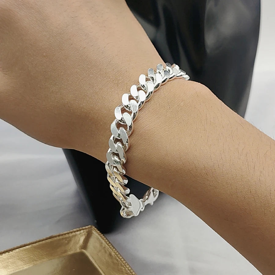 Hot Selling Fine Jewelry Bracelet Bangles 925 Sterling Silver Men Curb Cuban Link Chain Bracelet Men Necklace Chains for Jewe