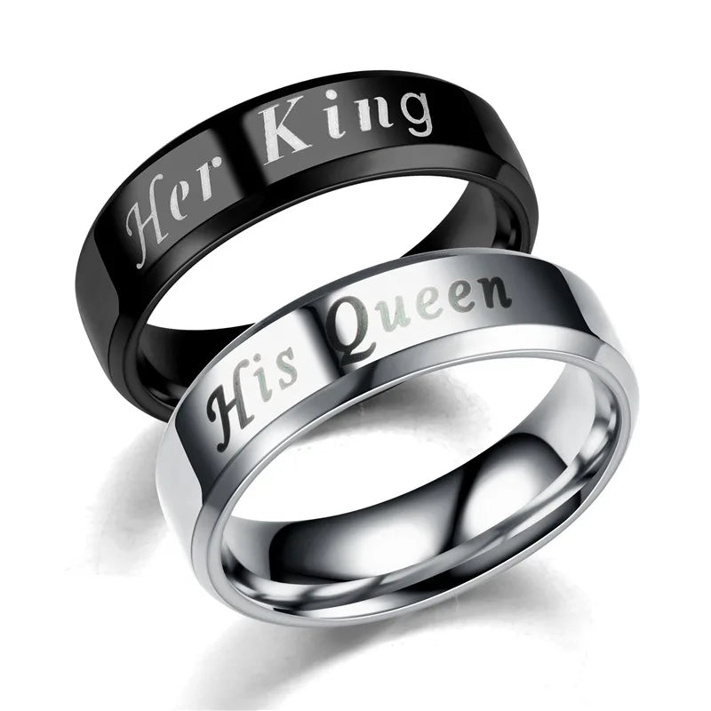 Wholesale Fashionable Stainless Steel Rings 6mm Non-tarnishing Silver Rings Black Couple Rings for Men or Women