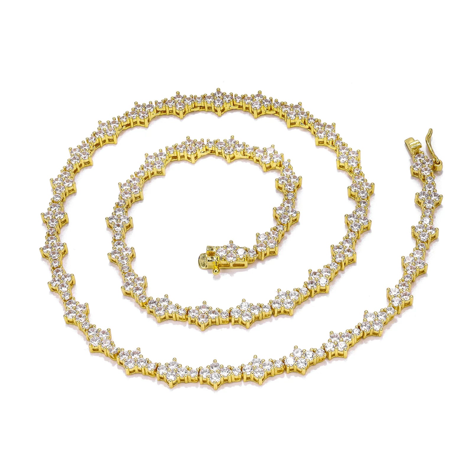 Sleek 3mm Tennis Chain Honey Necklace: Top Icy Brass Jewelry with Honeycomb Design 18K Gold Plated and CZ Accents