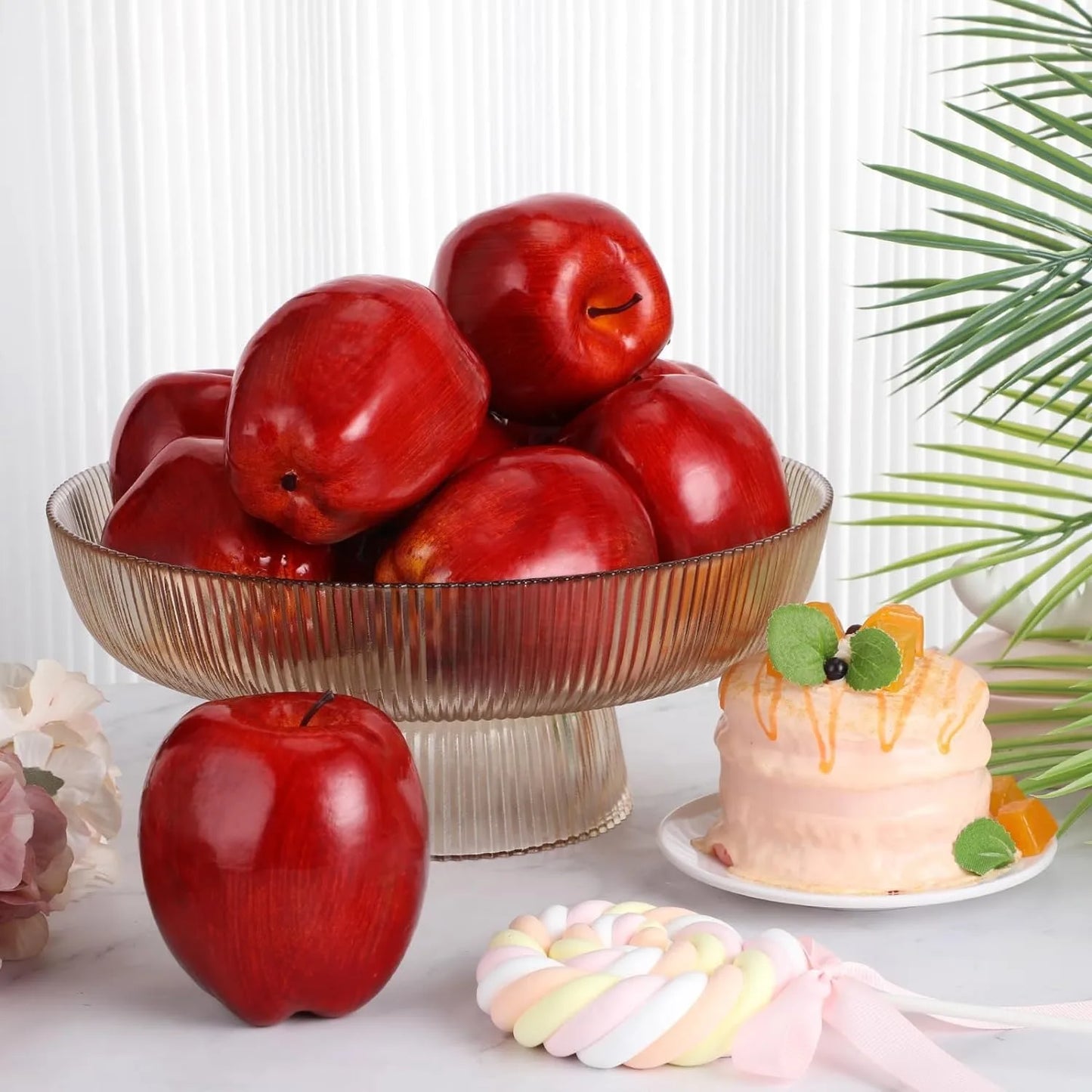 Artificial Apples Faux Apples Bulk Decorative Fake Plastic Apples for Kitchen Home Christmas Festival Centerpieces Photograph