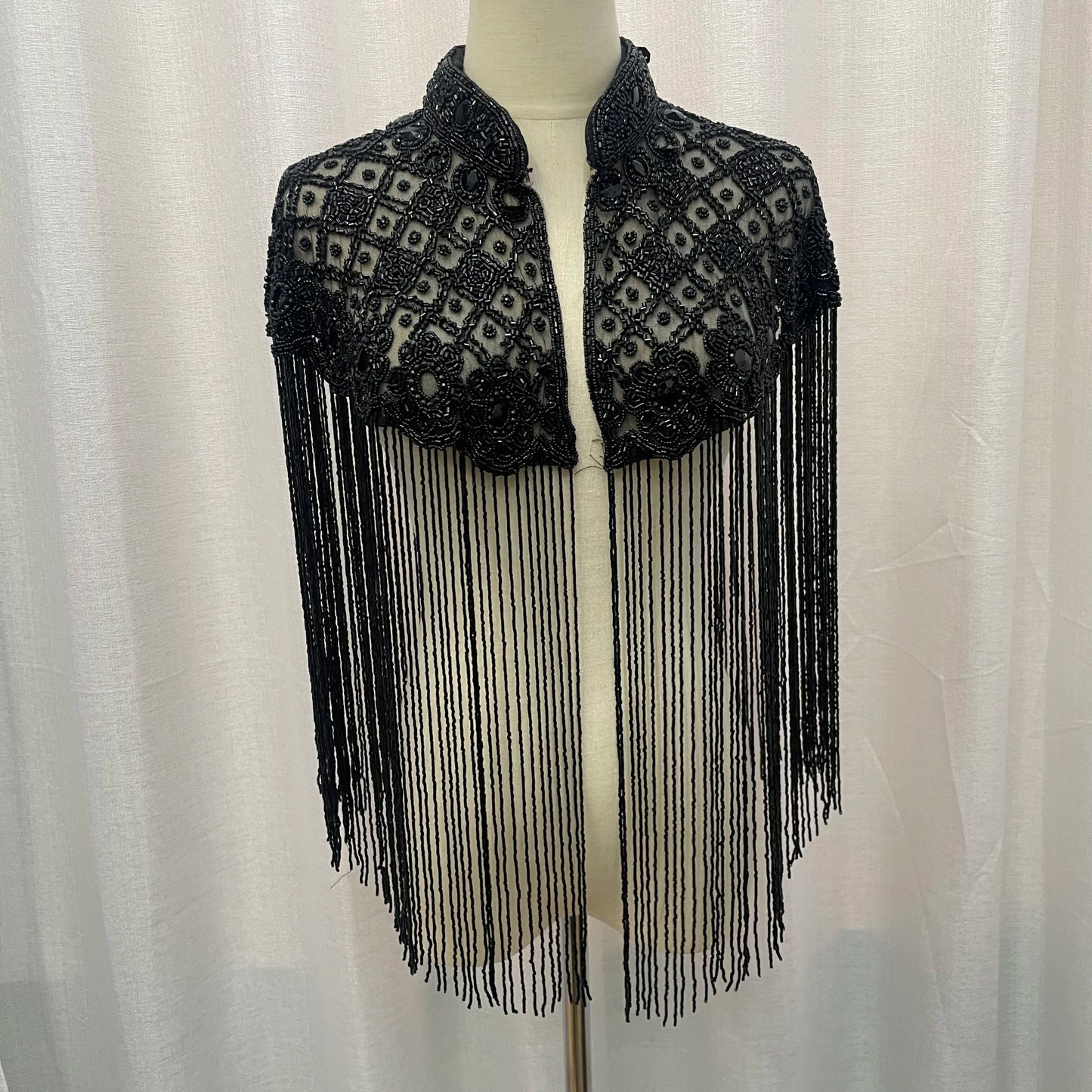 Black Handmade High Quality Embroidered Beaded Fringed Collar