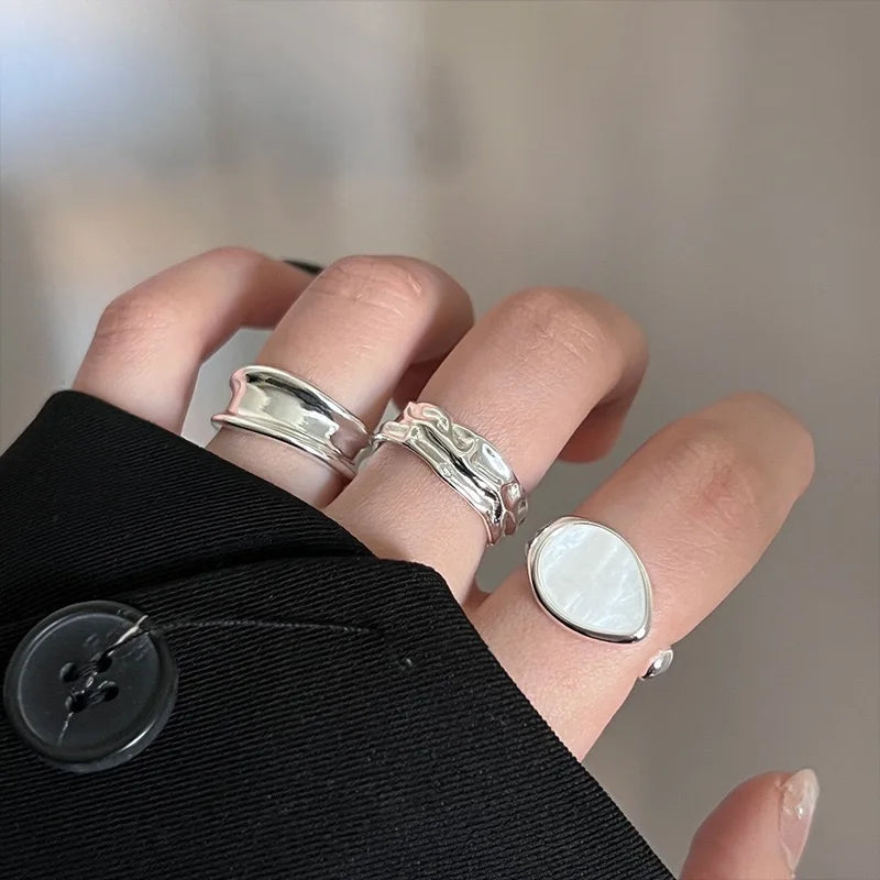 2025 Trendy Classic Western Opening Adjustable Rings Arch-Shaped Shell Rings Fashion Jewelry Good Chunky Rings for Women Men