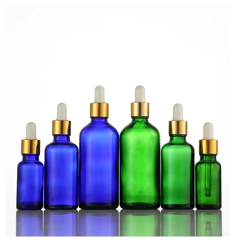 Wholesale Essential Blue Oil Glass Bottle 10ml 15ml 20ml  30ml  50ml  100ml Essential Oil Bottle with  Dropper