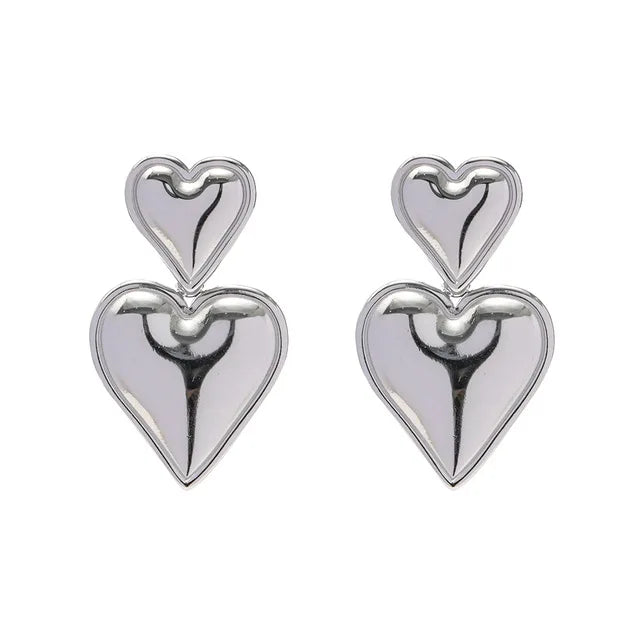 New Ladies Jeweries and Earing Stainless Steel Double Heart Drop Earring