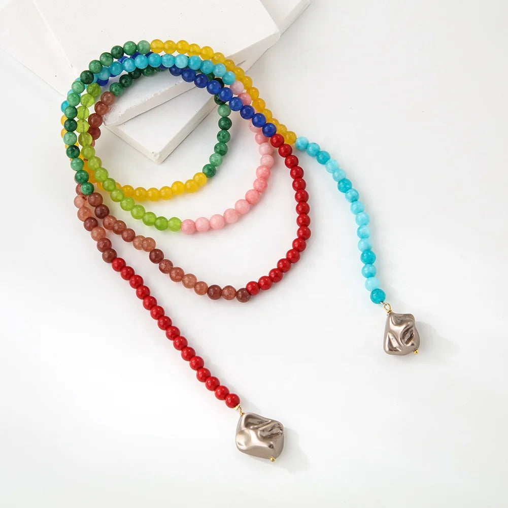 New Arrival Women's Bohemia Vintage Agate Stone Shell Bead Necklace Natural Agate for Gift Wedding Party