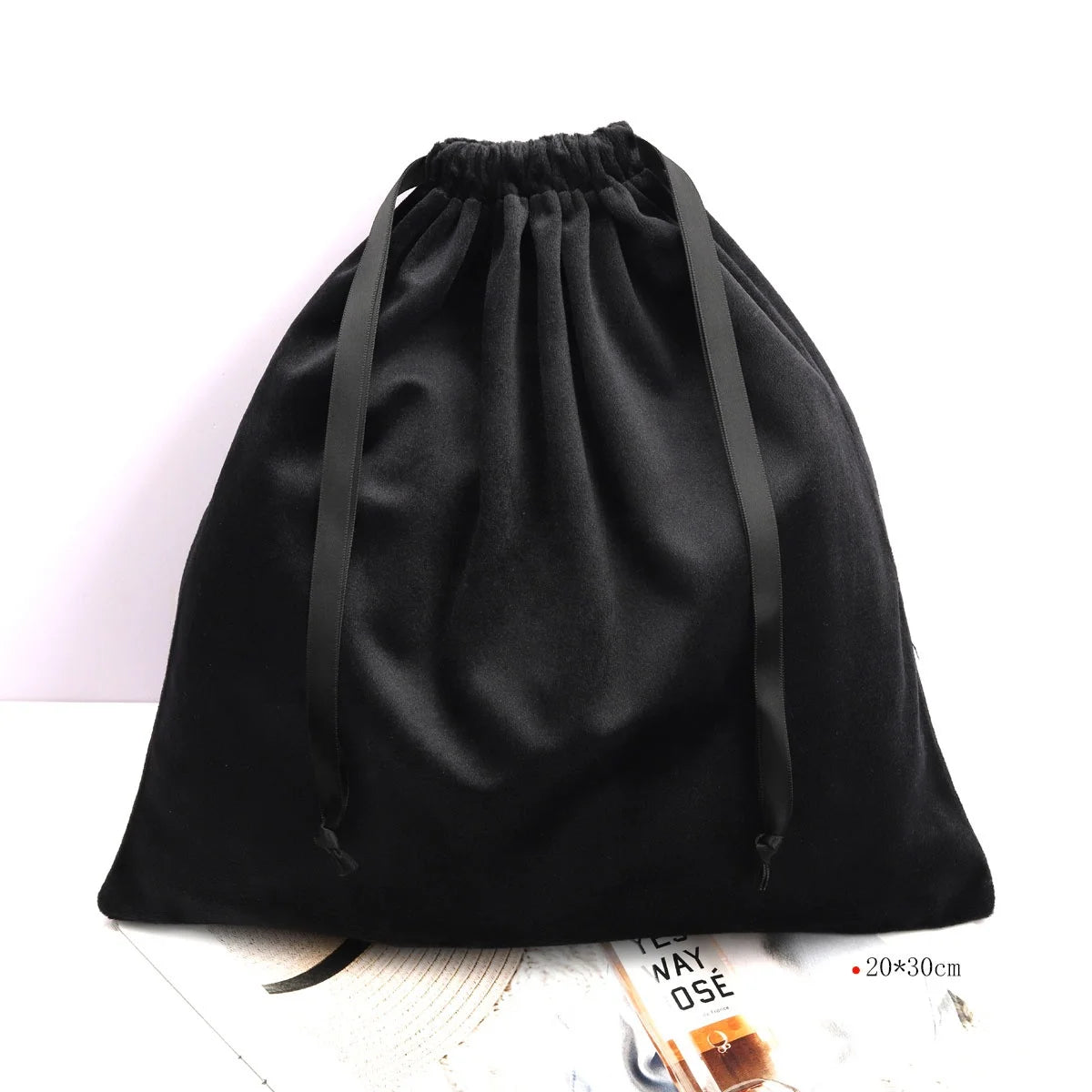 Luxury High End Reusable Portable Black Gifts Velvet Pouch Jewelry Drawstring Bag With Logo