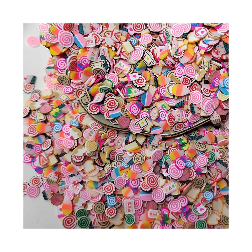 3D Mixed DIY Lollipop Fruit Cake Cartoon Nail Art Decoration Polymer Clay Figurine Tiny Slice Sticker Tips for Manicure