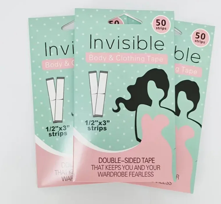 50 Strips Double-Sided Tape for Fashion Fabric Tape for Women Clothing and Body Adhesive Invisible Clear Tape for Sensitive S