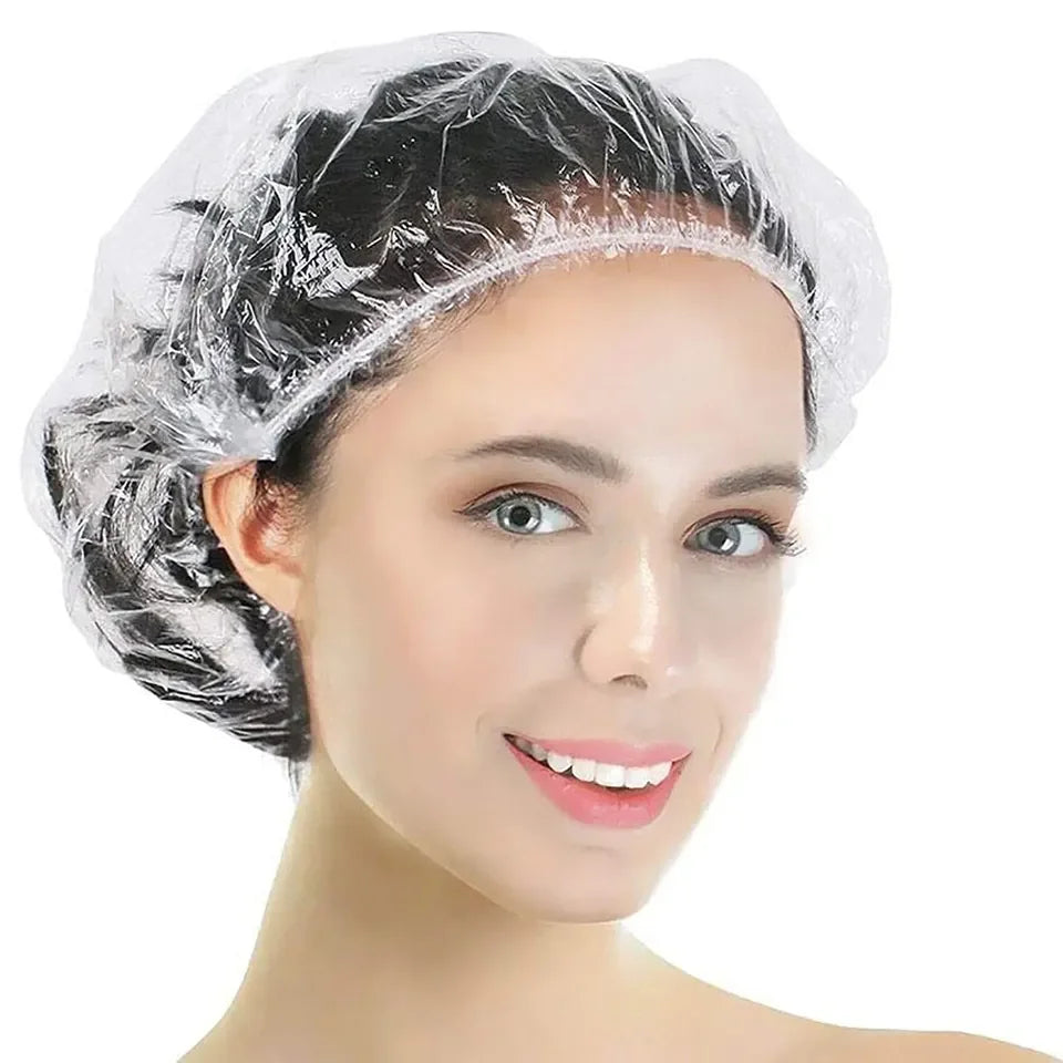 Wholesale Waterproof Salon Hair Dry Processing Cap Custom PE Cap  Transparent Hair Cover Disposable Shower Caps