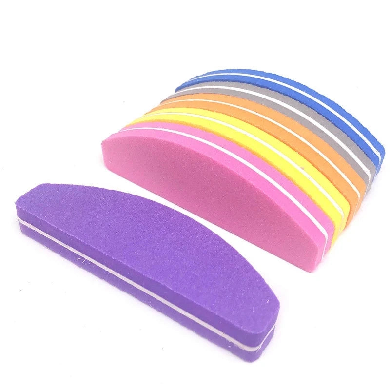 Moon Shape Nail Polishing Block Nail Files Washable Double-Side Nail Buffering File Art Salon Sponge Manicure Tool