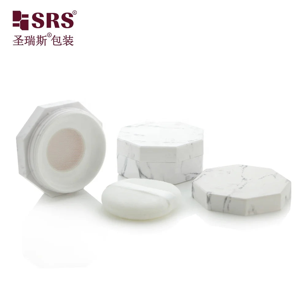 Empty Plastic Cosmetic Loose Powder Jar 10g 20g Marble Color With Proof in Stock