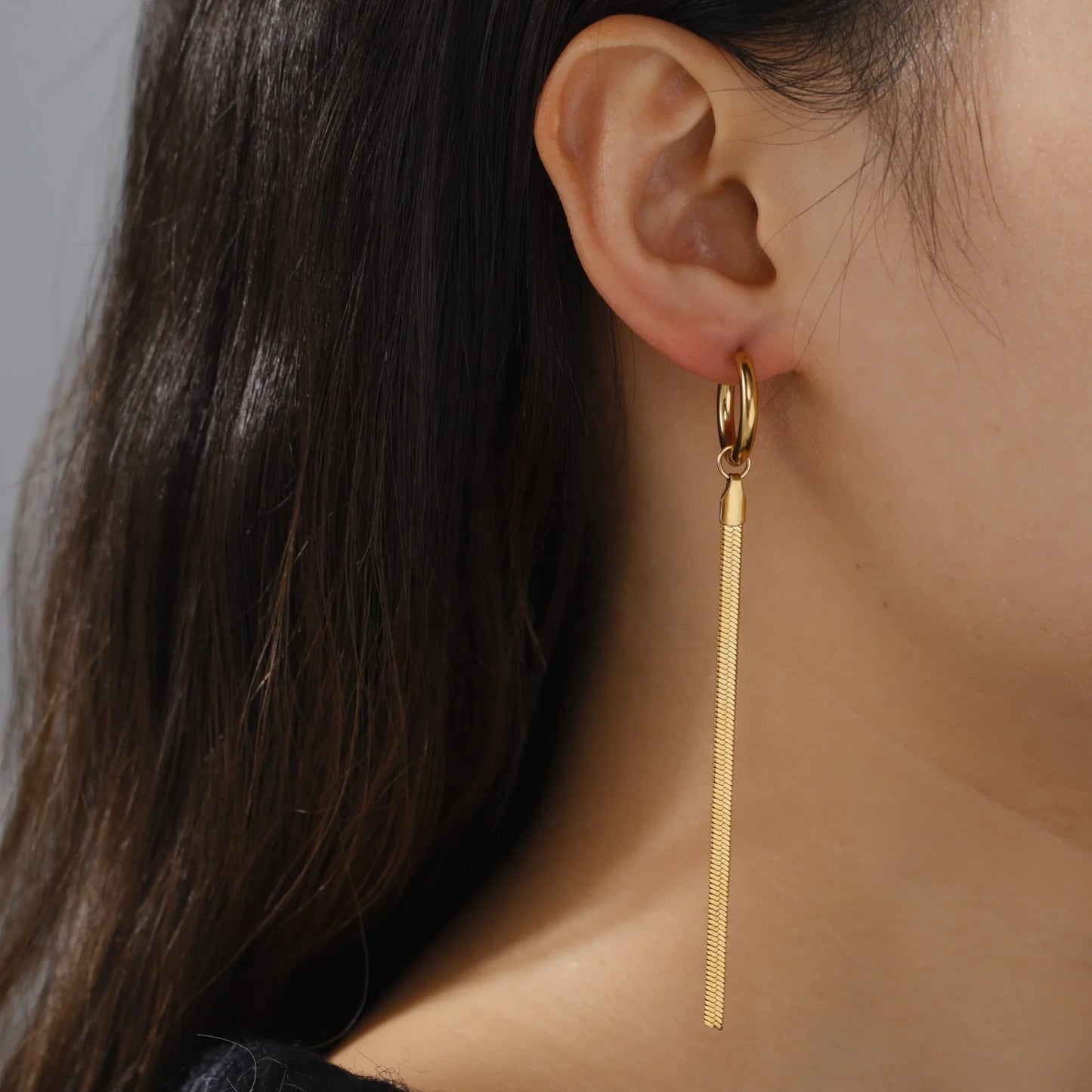 Long Tassel Earrings for Women Stainless Steel Snake Chain Drop Earrings Fashion Kpop Wedding Jewelry Gift