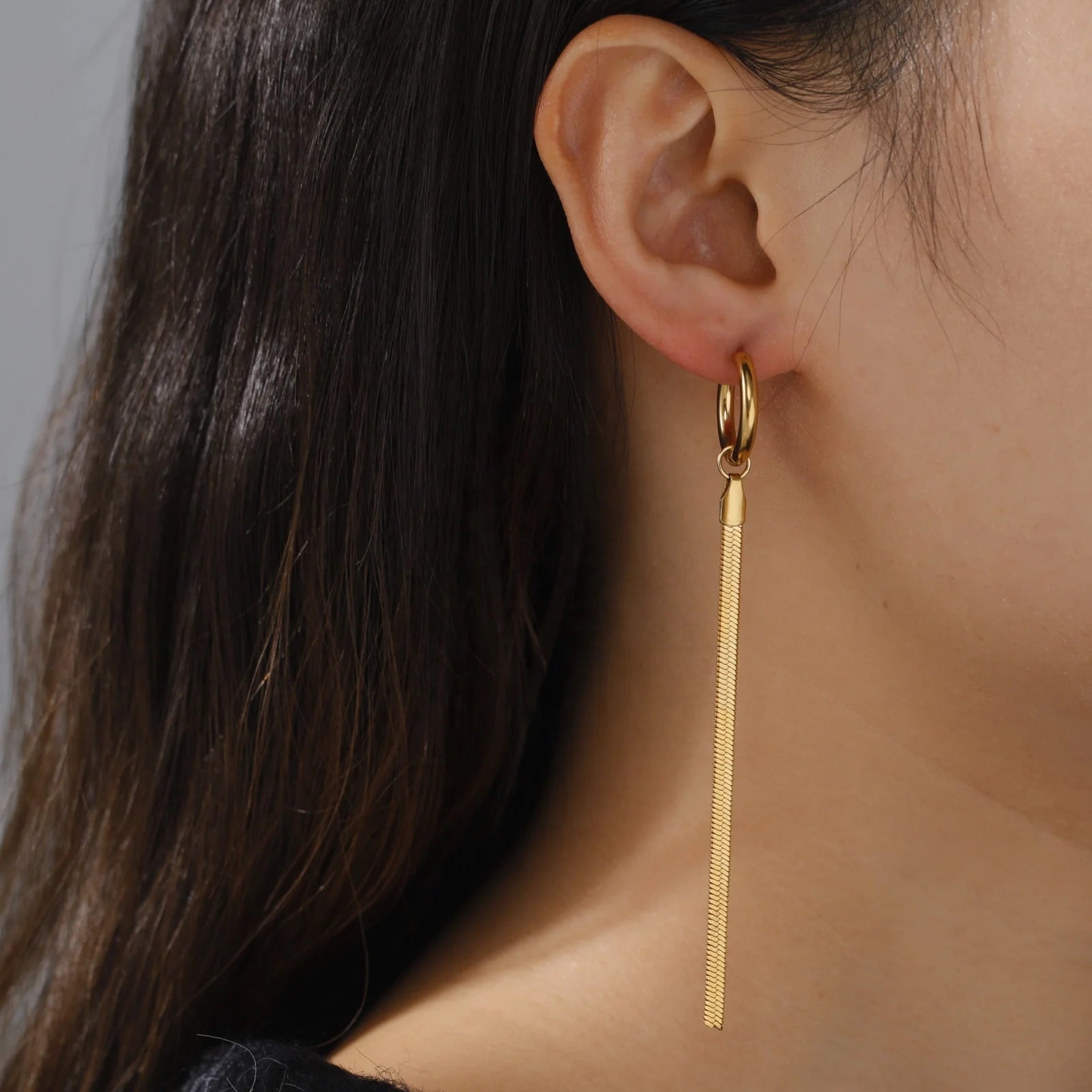 Long Tassel Earrings for Women Stainless Steel Snake Chain Drop Earrings Fashion Kpop Wedding Jewelry Gift