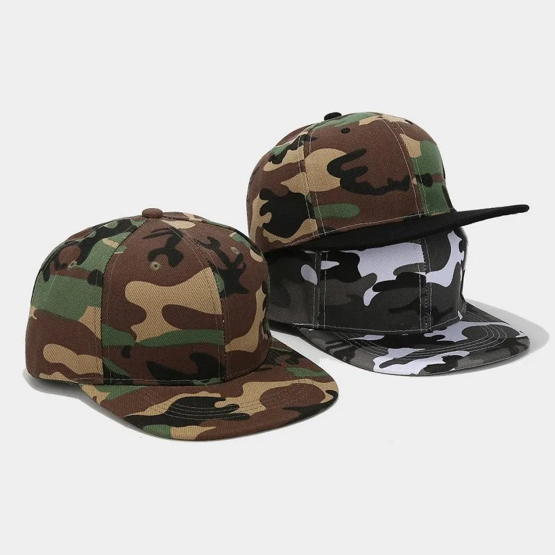 2025 Factory Price 6 Panel Unisex Camouflage Snapback Hat Acrylic Fabric Adjustable Size Premium Structured Plain Snapback Ca
