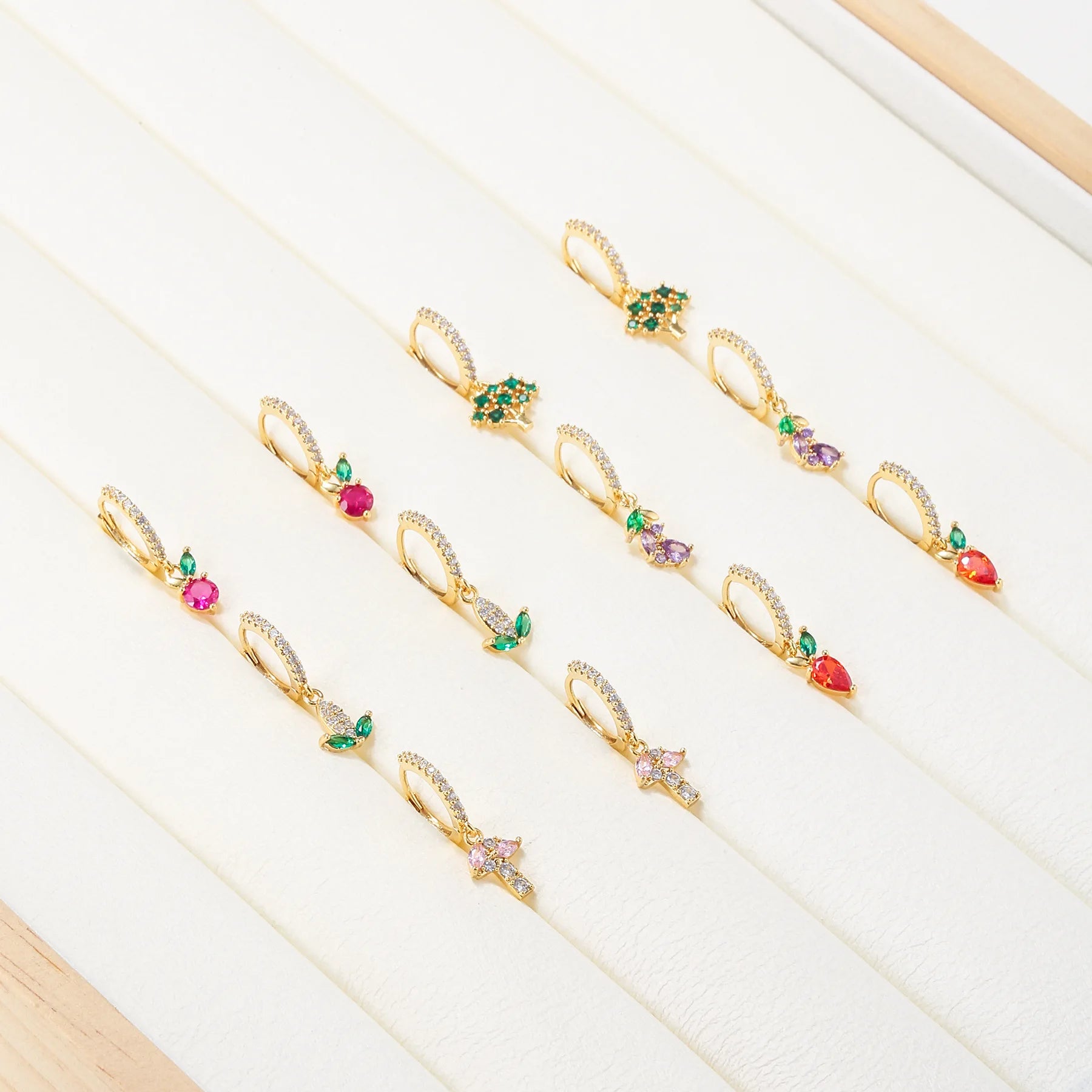 Vegetable Drop Earrings Copper Plated Gold Garden Plant Brass Zircon Pendant Earbuckle Women Jewelry Hoop Cuff Huggie Earring
