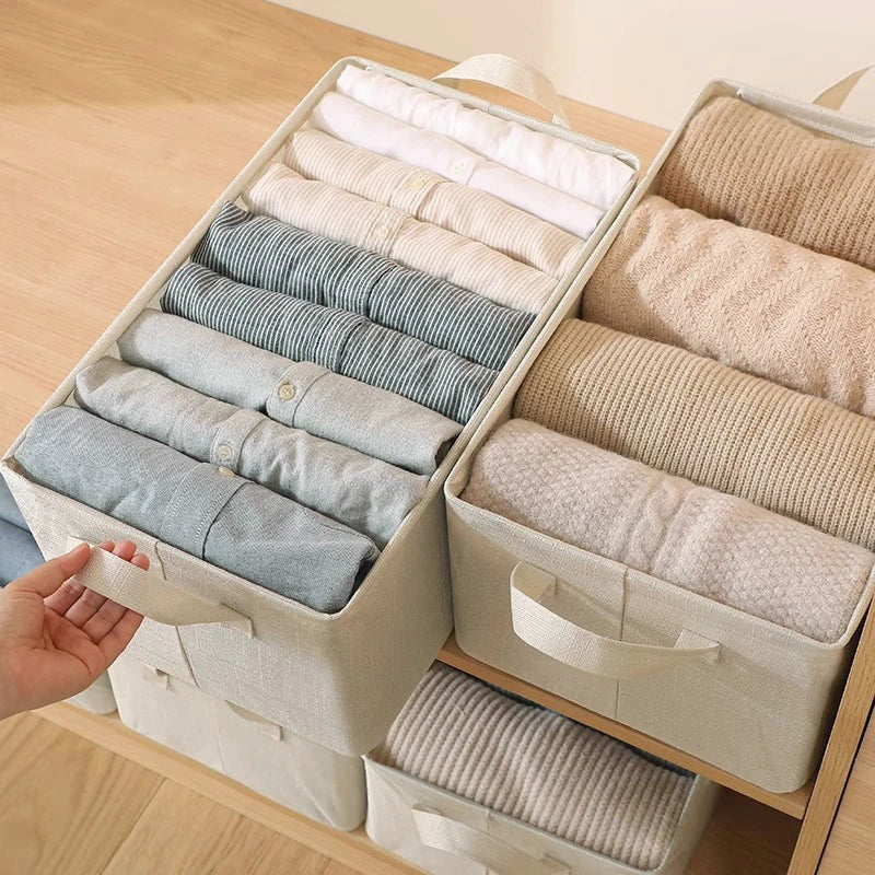 Cube Fabric Collapsible Closet Organizer for Jeans Shirts Clothes Storage Box with PVC Window Foldable Storage Box with Handl