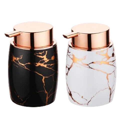 Luxury Modern Toilet Bathroom Set Rose Gold Marble Effect Bamboo Toothbrush Holder Soap Dish Dispenser for Home Restaurant Us